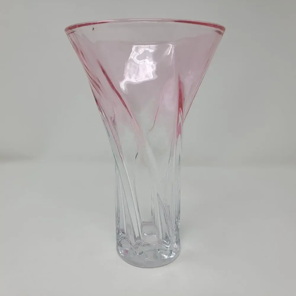Vintage VTG Spiral Swirl Pattern Pink Ambre Flower Vase